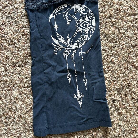 Women’s Dark Blue Boho Yoga Lace Detail Cotton Pants Leggings Size Small - Picture 6 of 12